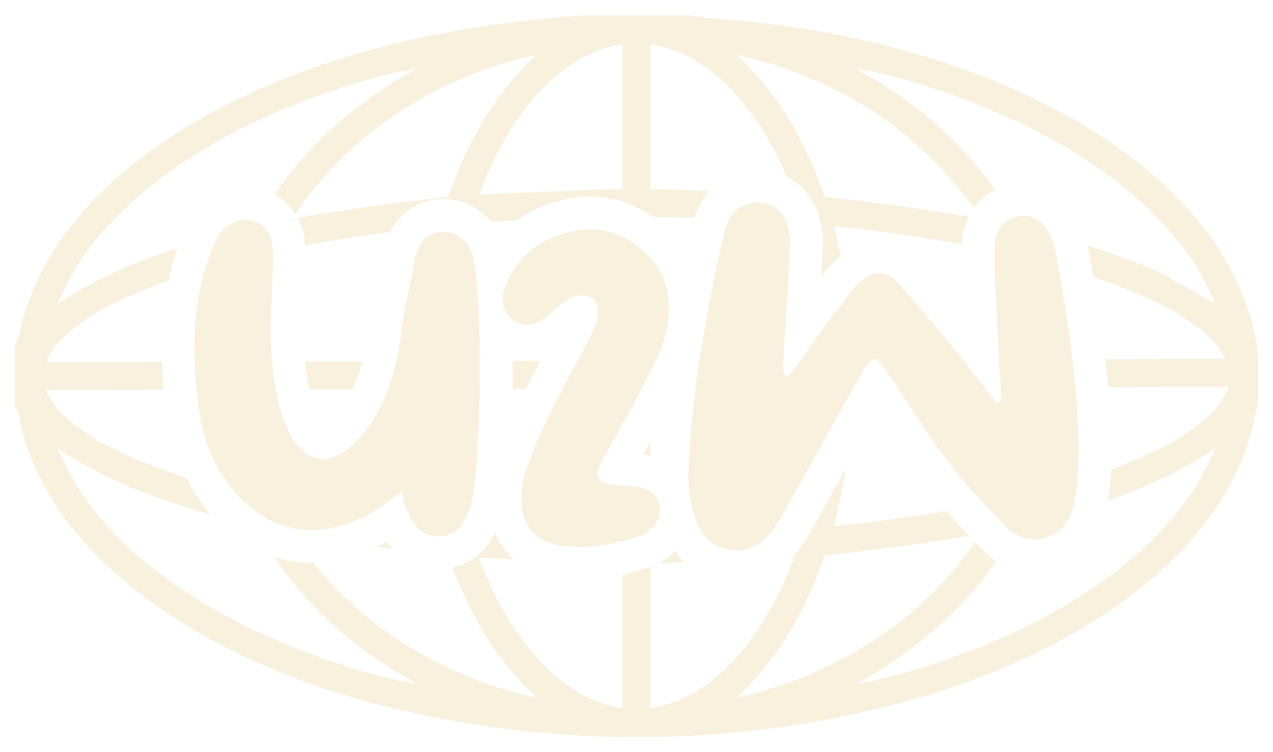 Oval logo with letters 'U2W' inside, resembling a globe design.