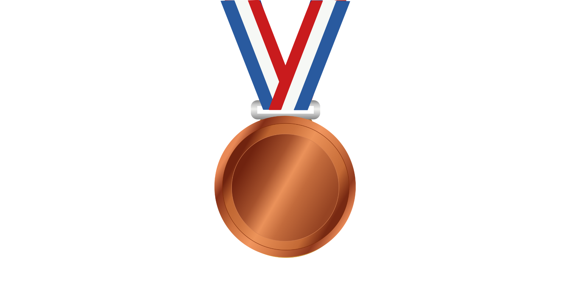 Bronze medal with red, white, and blue ribbon.